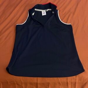 Puma Navy Sleeveless Polo Tank with White Trim and Red Collar